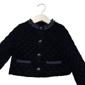 Janie and Jack, velvet, quilted, girl, navy, jacket, 3T, 4T